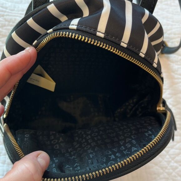 Kate Spade Wilson Road Mini Bradley French Stripe Nylon Backpack Black White New - Picture 8 of 9